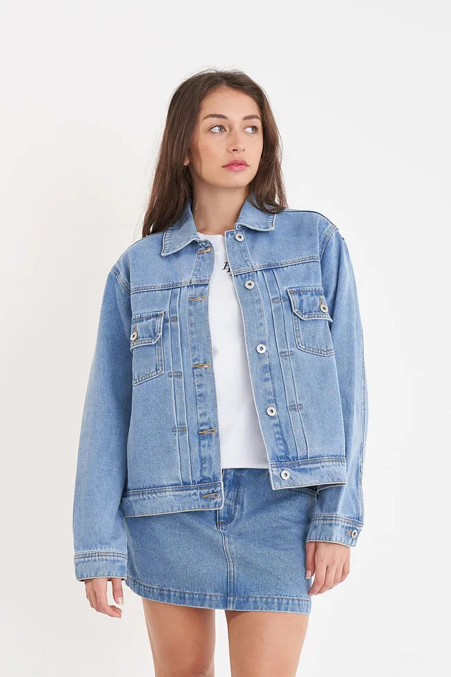 Boxy Denim Jacket | Mid Wash