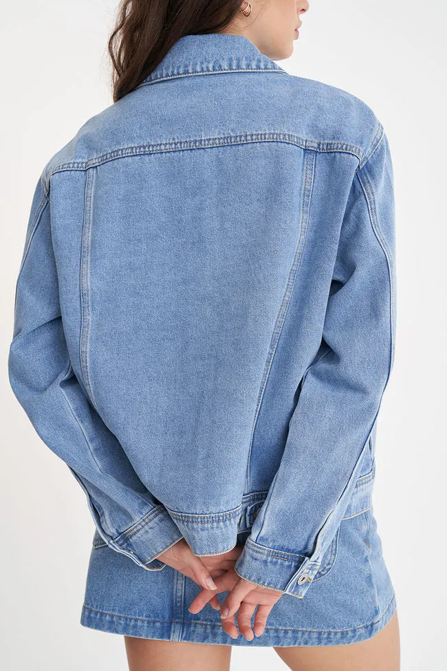 Boxy Denim Jacket | Mid Wash
