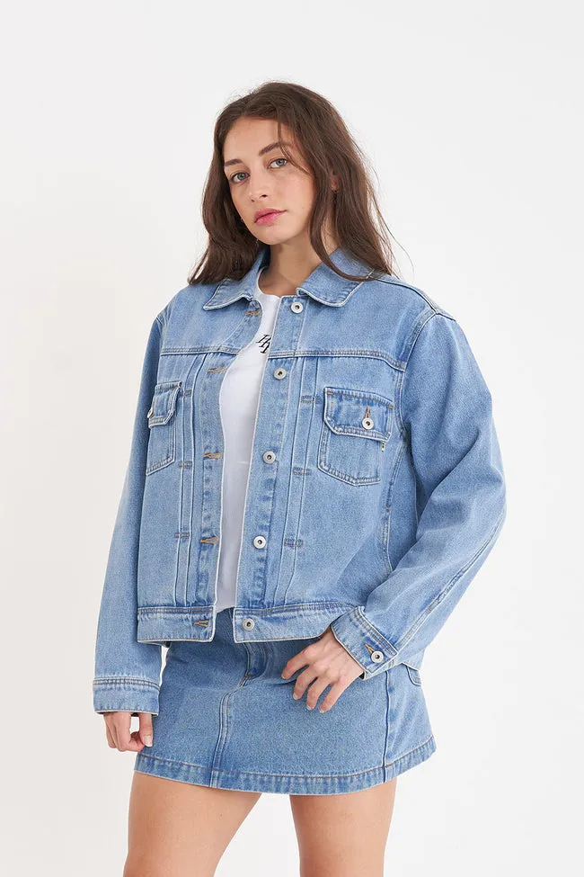 Boxy Denim Jacket | Mid Wash