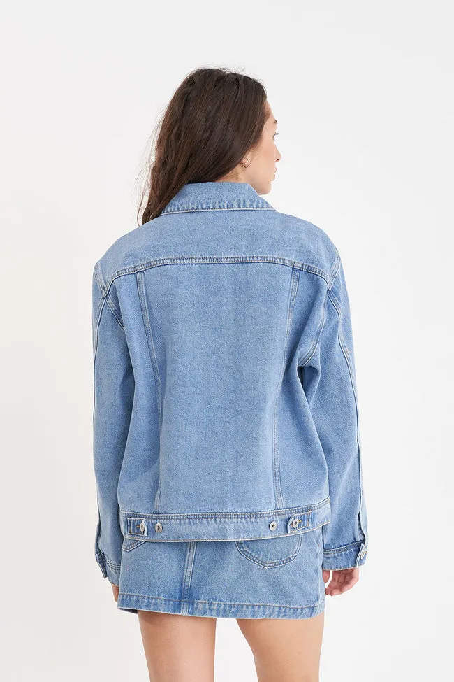 Boxy Denim Jacket | Mid Wash