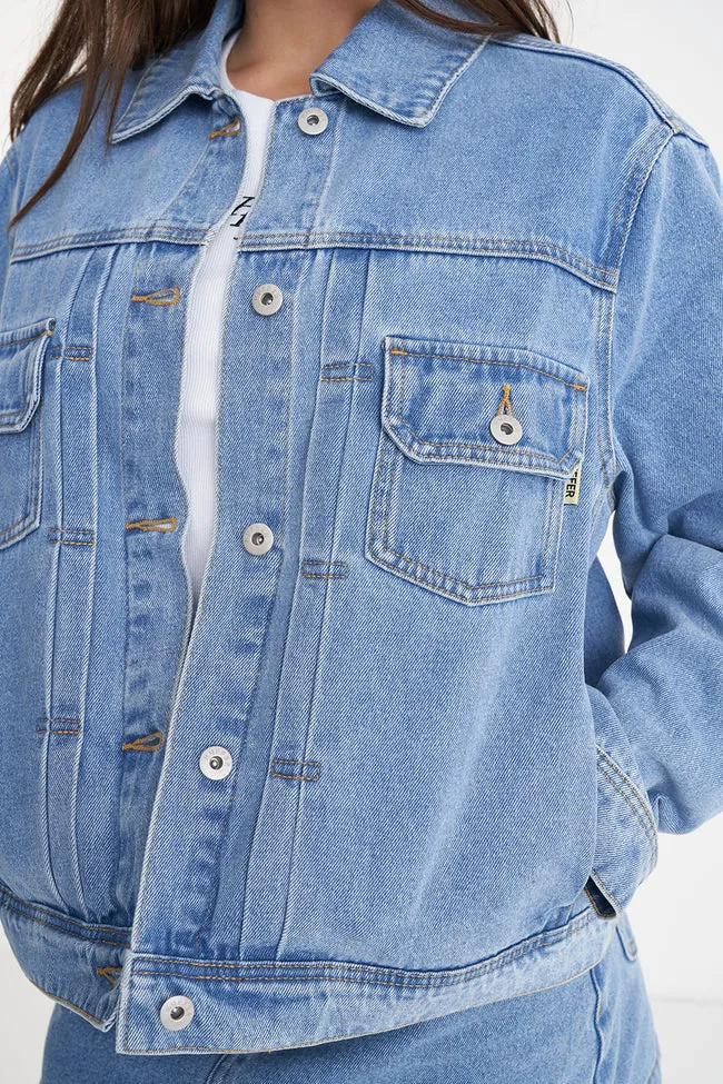 Boxy Denim Jacket | Mid Wash