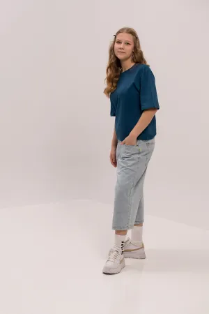 Boxy Fit Cotton Shirt - Blue