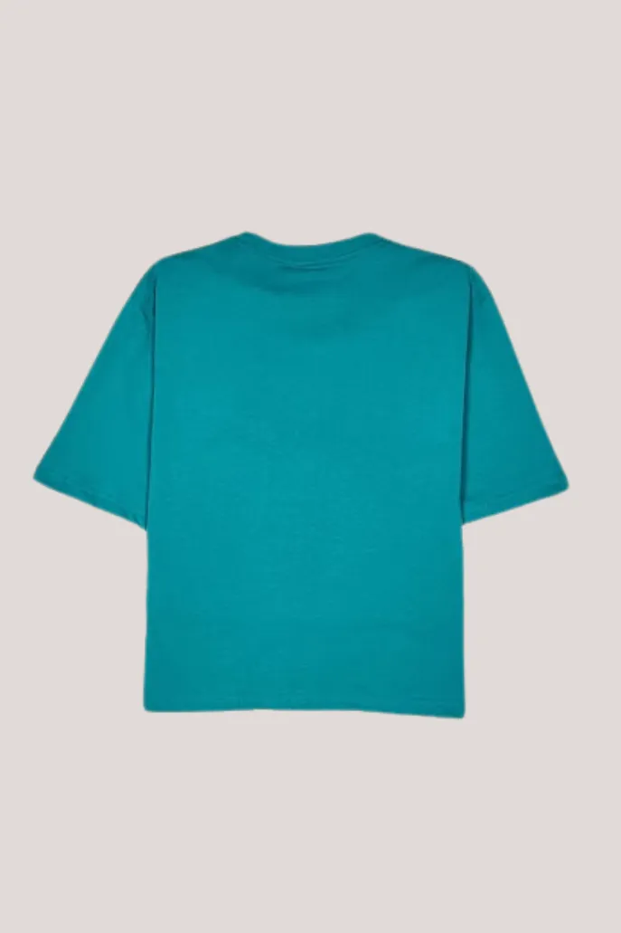 Boxy Fit Cotton Shirt - Teal Green