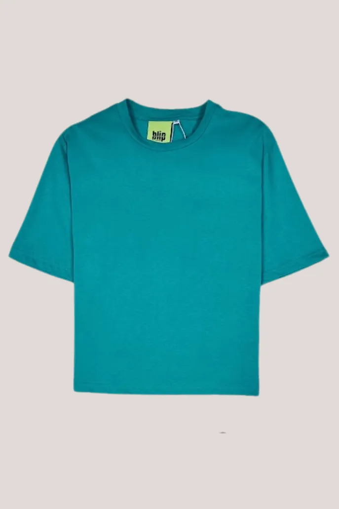 Boxy Fit Cotton Shirt - Teal Green