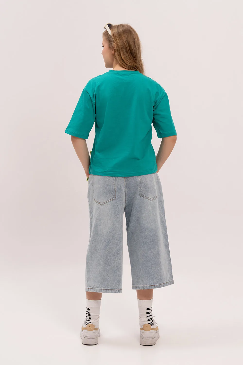 Boxy Fit Cotton Shirt - Teal Green