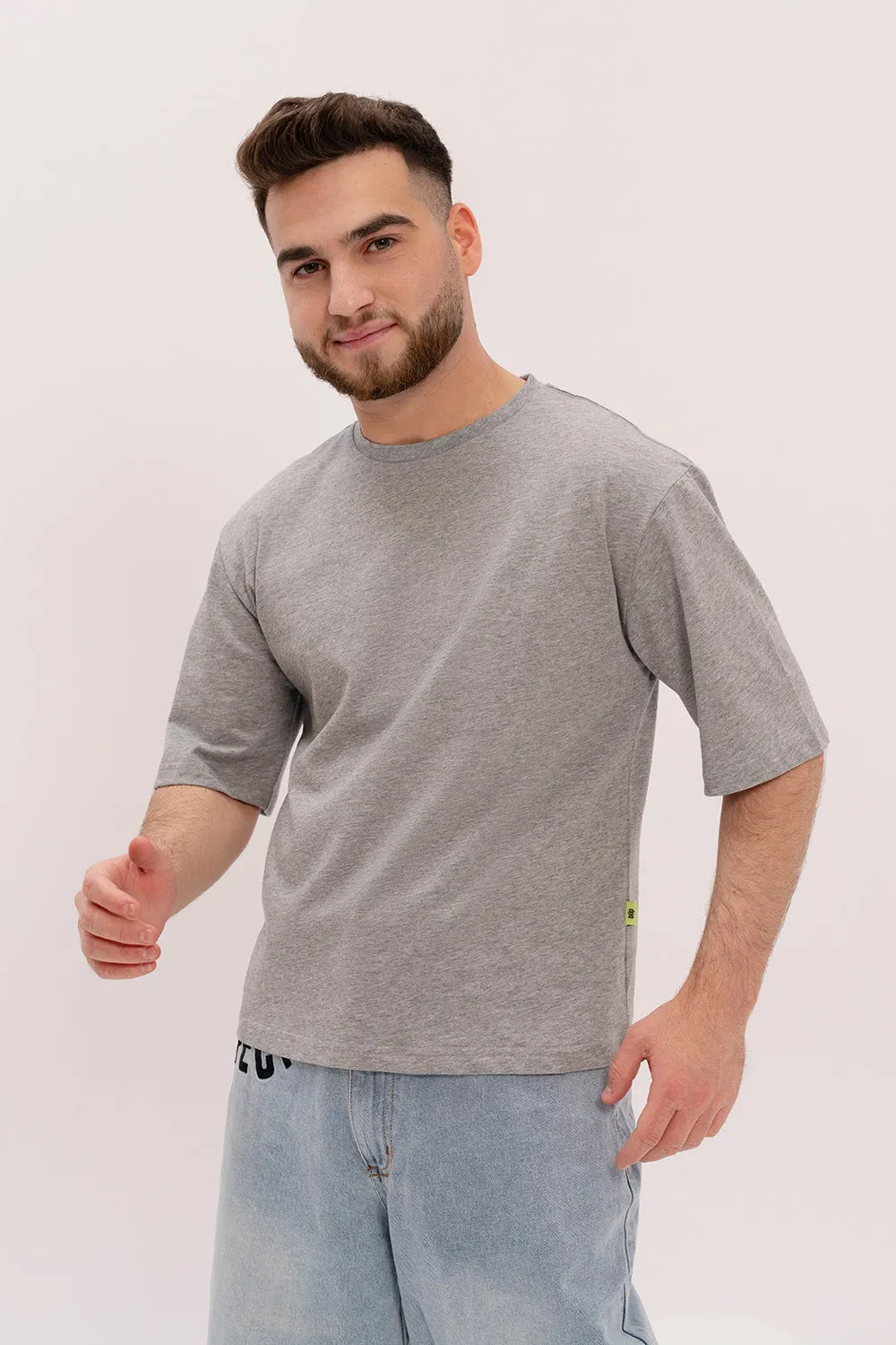 Boxy Fit Cotton TShirt - Grey