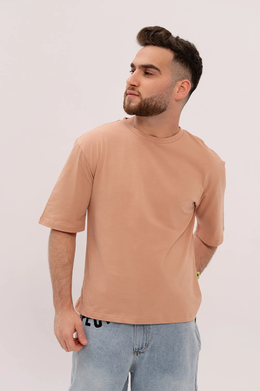 Boxy Fit Cotton TShirt - Peach