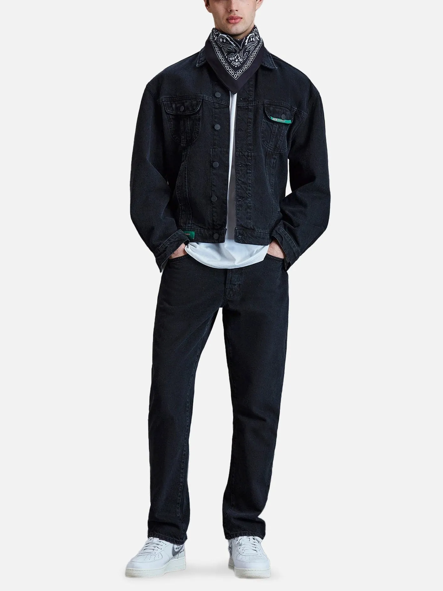 Boxy Fit Denim Ceket - Siyah