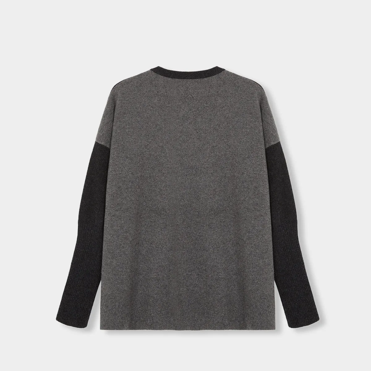 Boxy sweater Cashmere dark grey multi with YY logo