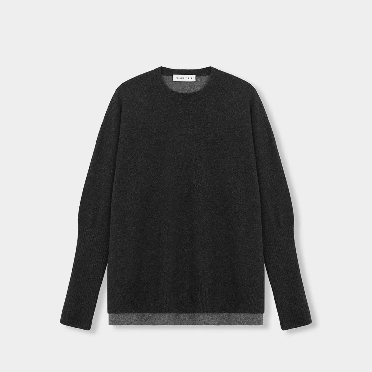 Boxy sweater Cashmere dark grey multi with YY logo