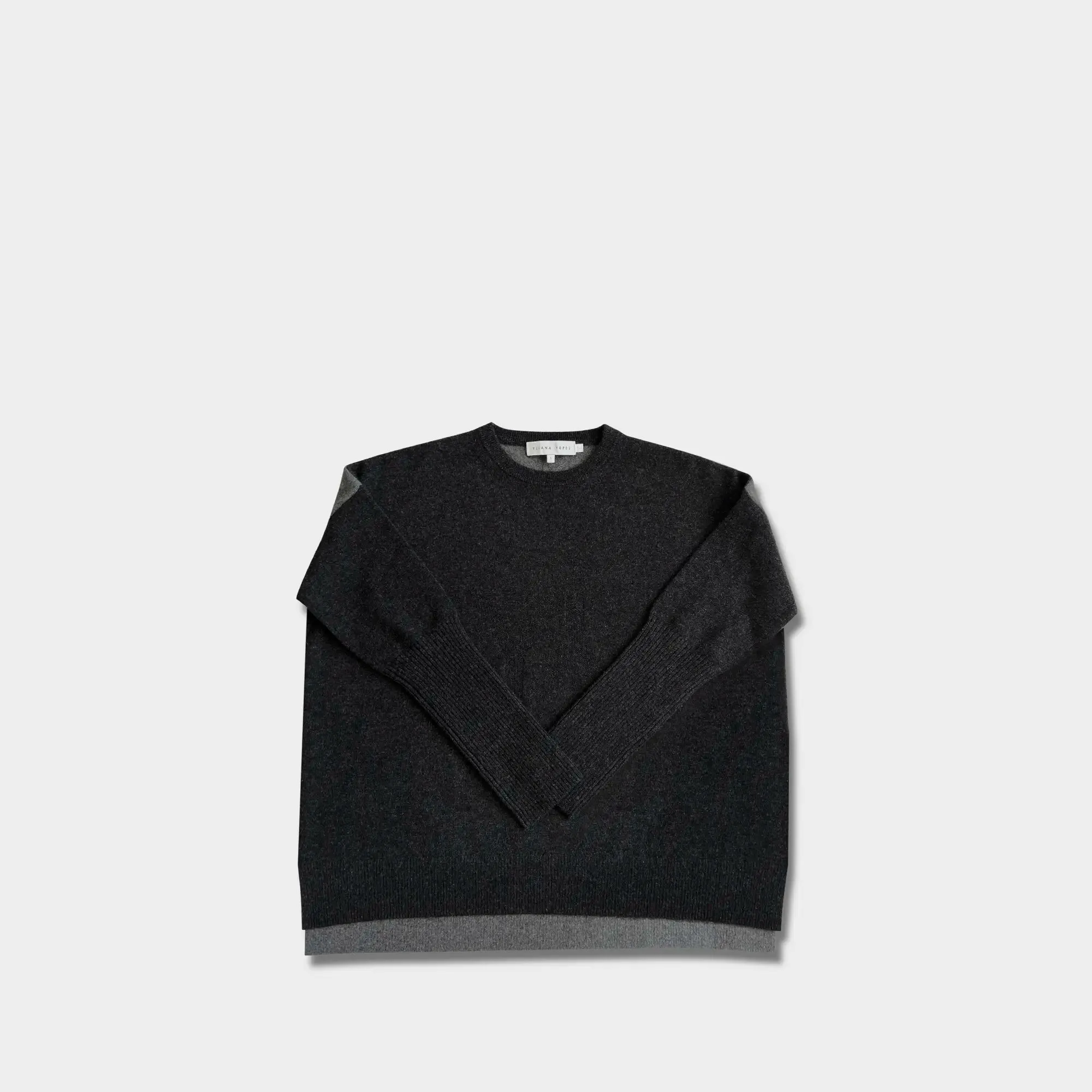 Boxy sweater Cashmere dark grey multi with YY logo