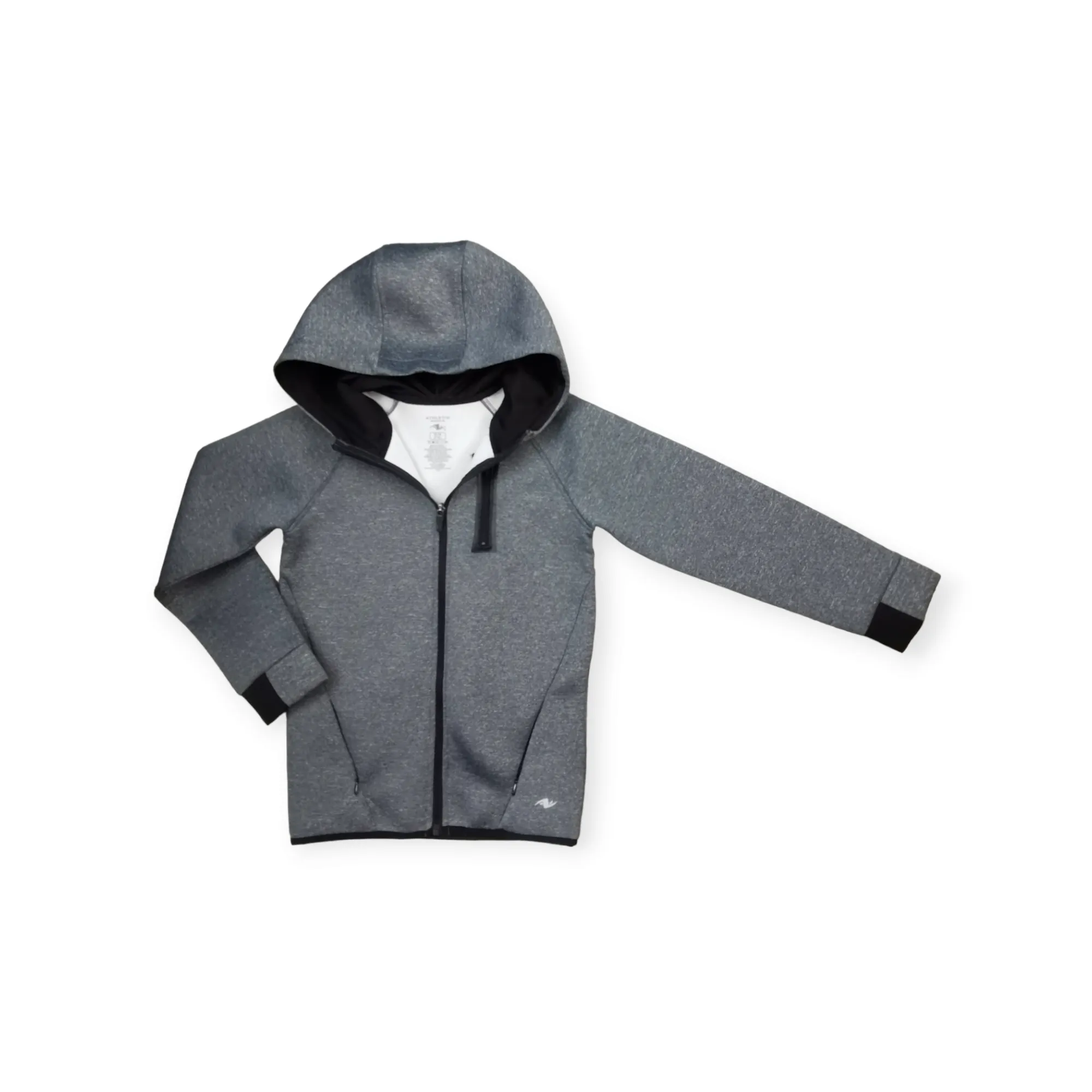 BOY SIZE MEDIUM (7/8 YEARS) ATHLETIC WORKS, Zippered Athletic Jacket, Hooded EUC B35