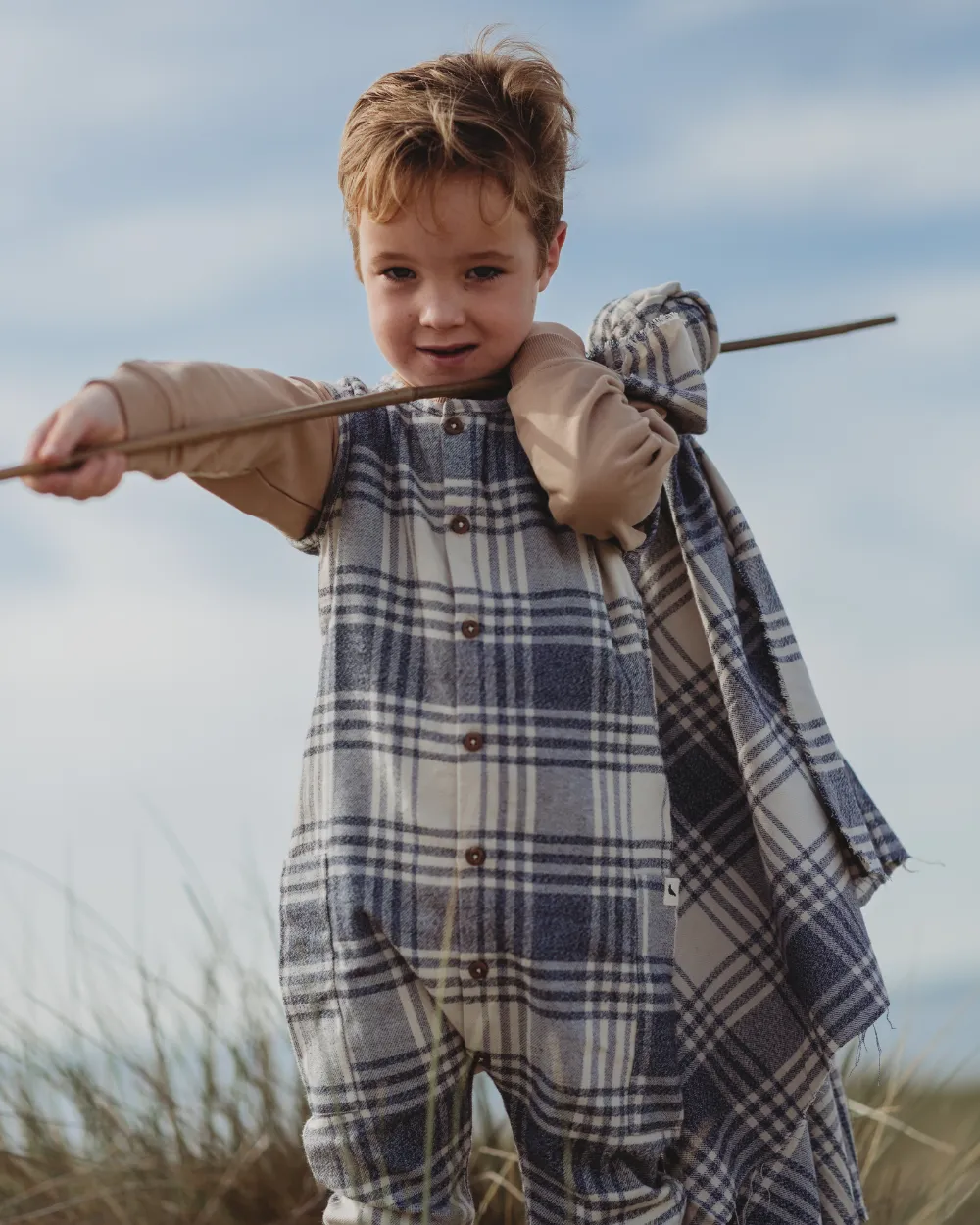 Brushed Check Dungarees