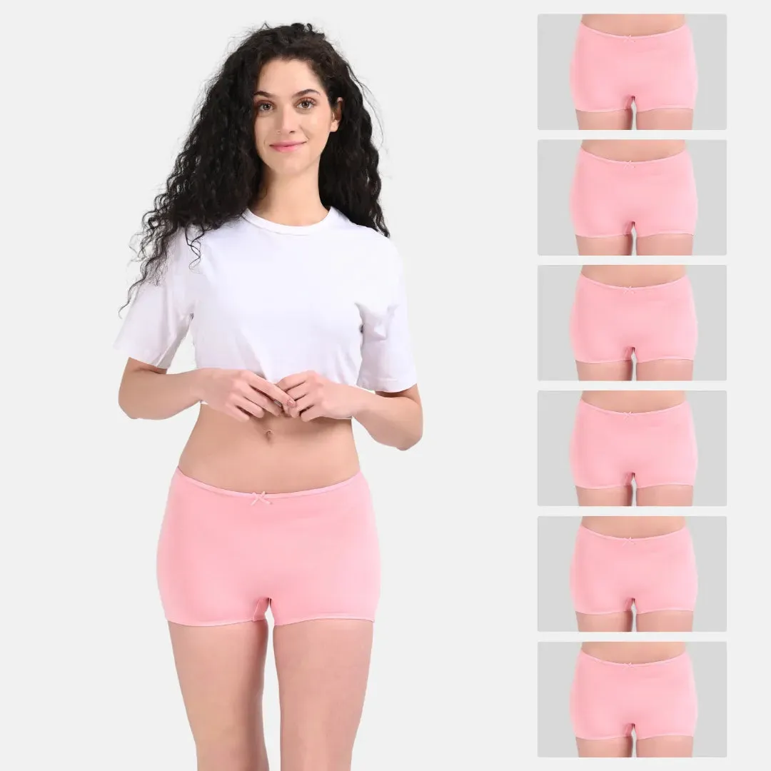 BrZee Boyshorts | Lightweight Cotton-Elastane Fabric | Super Stretchy For Comfort | No Visible Panty Lines | Pack Of 6
