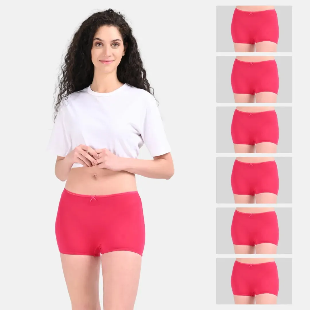 BrZee Boyshorts | Lightweight Cotton-Elastane Fabric | Super Stretchy For Comfort | No Visible Panty Lines | Pack Of 6