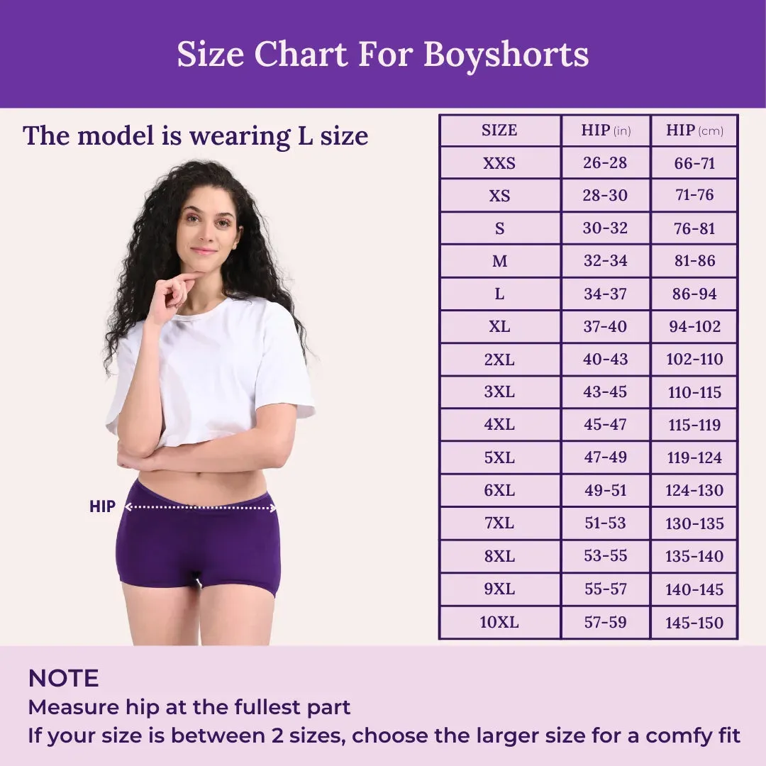 BrZee Boyshorts | Lightweight Cotton-Elastane Fabric | Super Stretchy For Comfort | No Visible Panty Lines | Pack Of 6