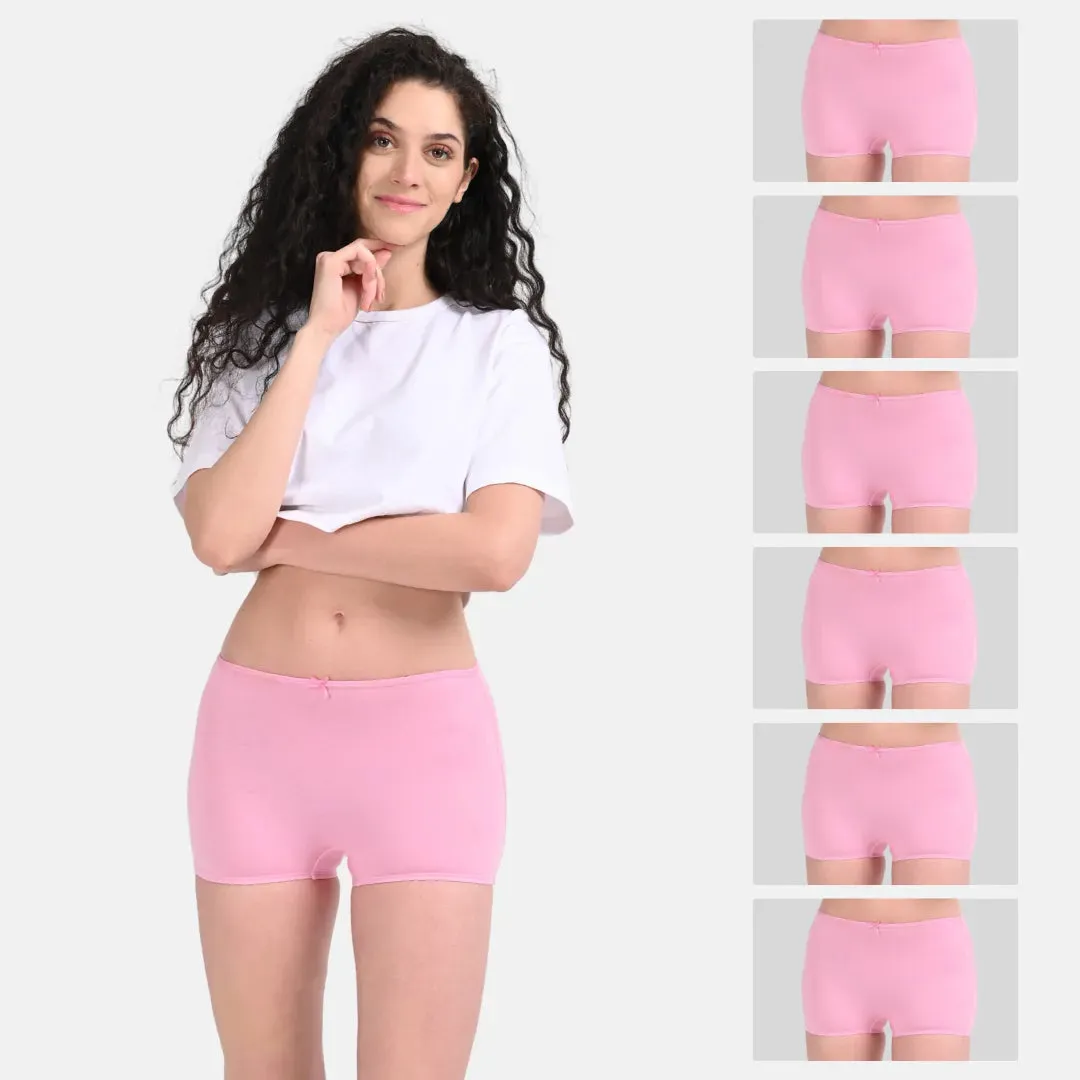BrZee Boyshorts | Lightweight Cotton-Elastane Fabric | Super Stretchy For Comfort | No Visible Panty Lines | Pack Of 6