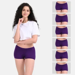 BrZee Boyshorts | Lightweight Cotton-Elastane Fabric | Super Stretchy For Comfort | No Visible Panty Lines | Pack Of 6