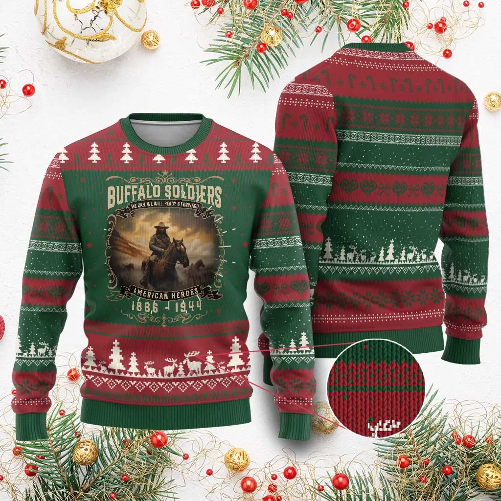 Buffalo Soldiers Ugly Christmas Sweater American Heros Cavalry Black History TS09