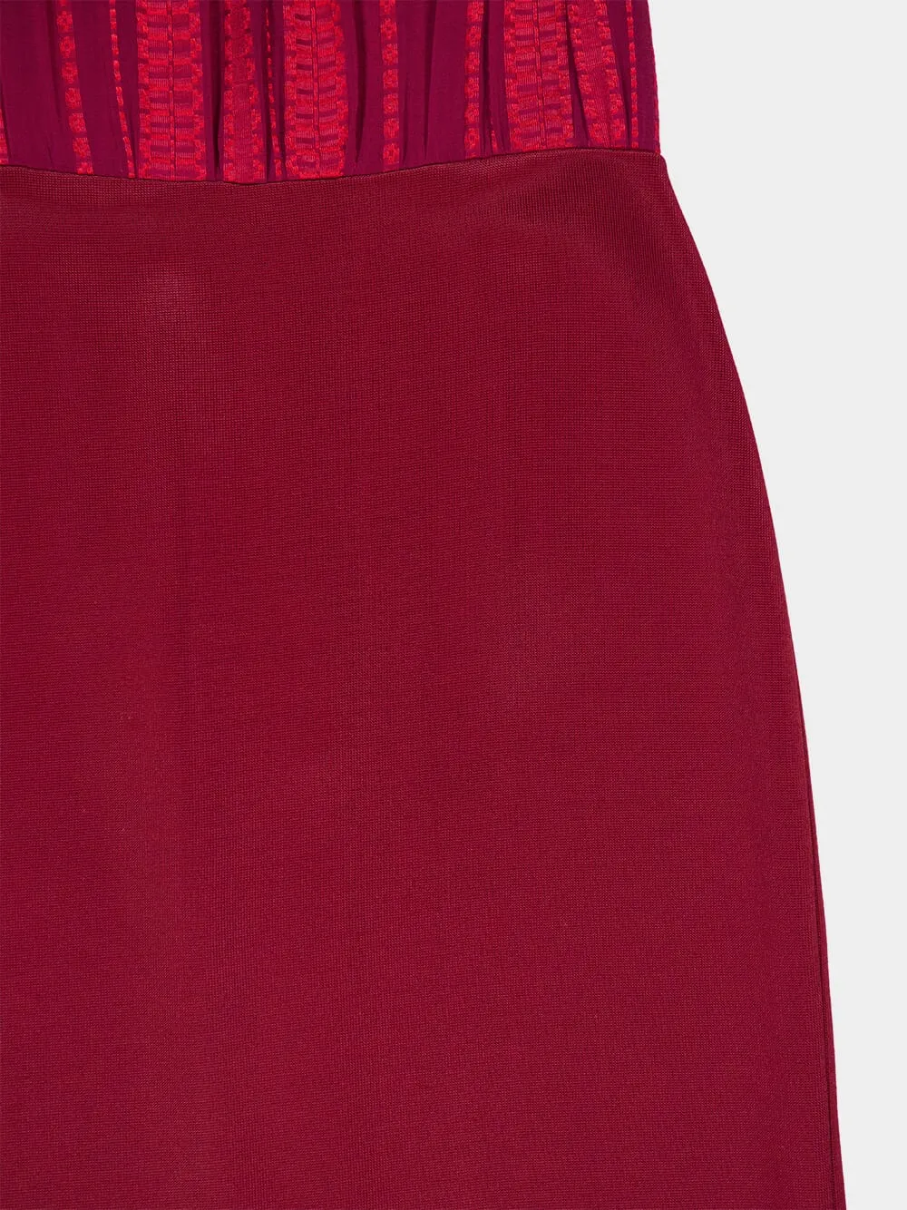 Burgundy Halterneck Silk Maxi Dress