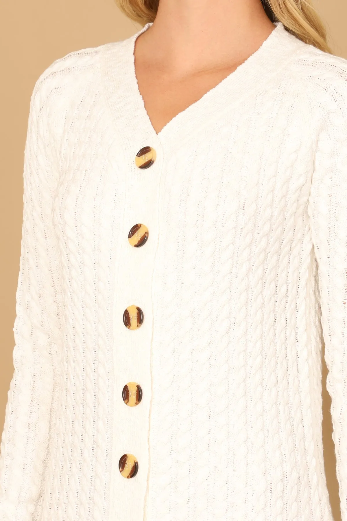 BUTTON DOWN LONG SLEEVE TEXTURED MIDI DRESS