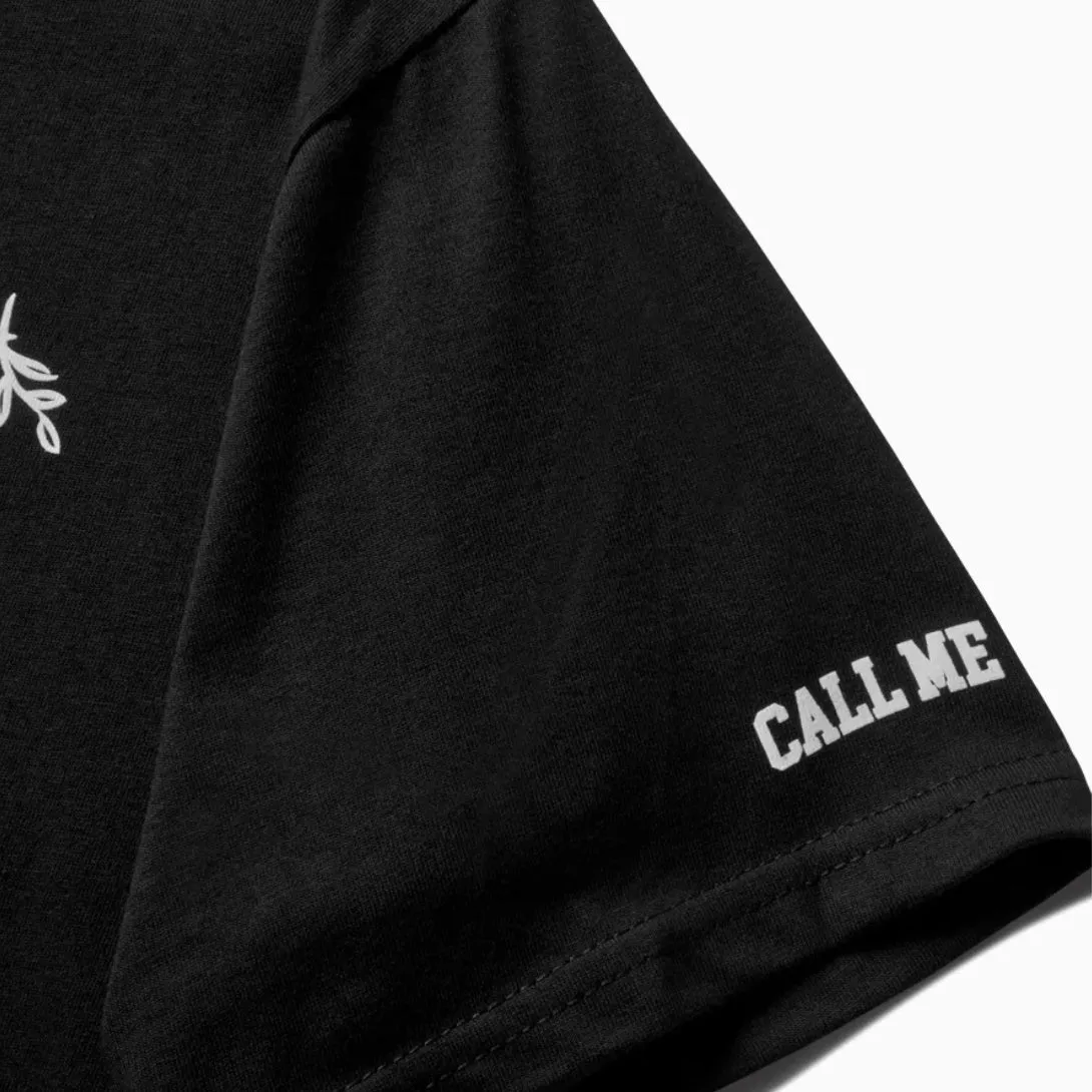 Call Me Distressed BLK Tee