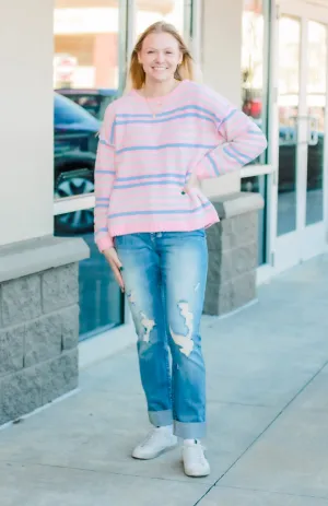 Candy Stripes Sweater in Pink/Blue