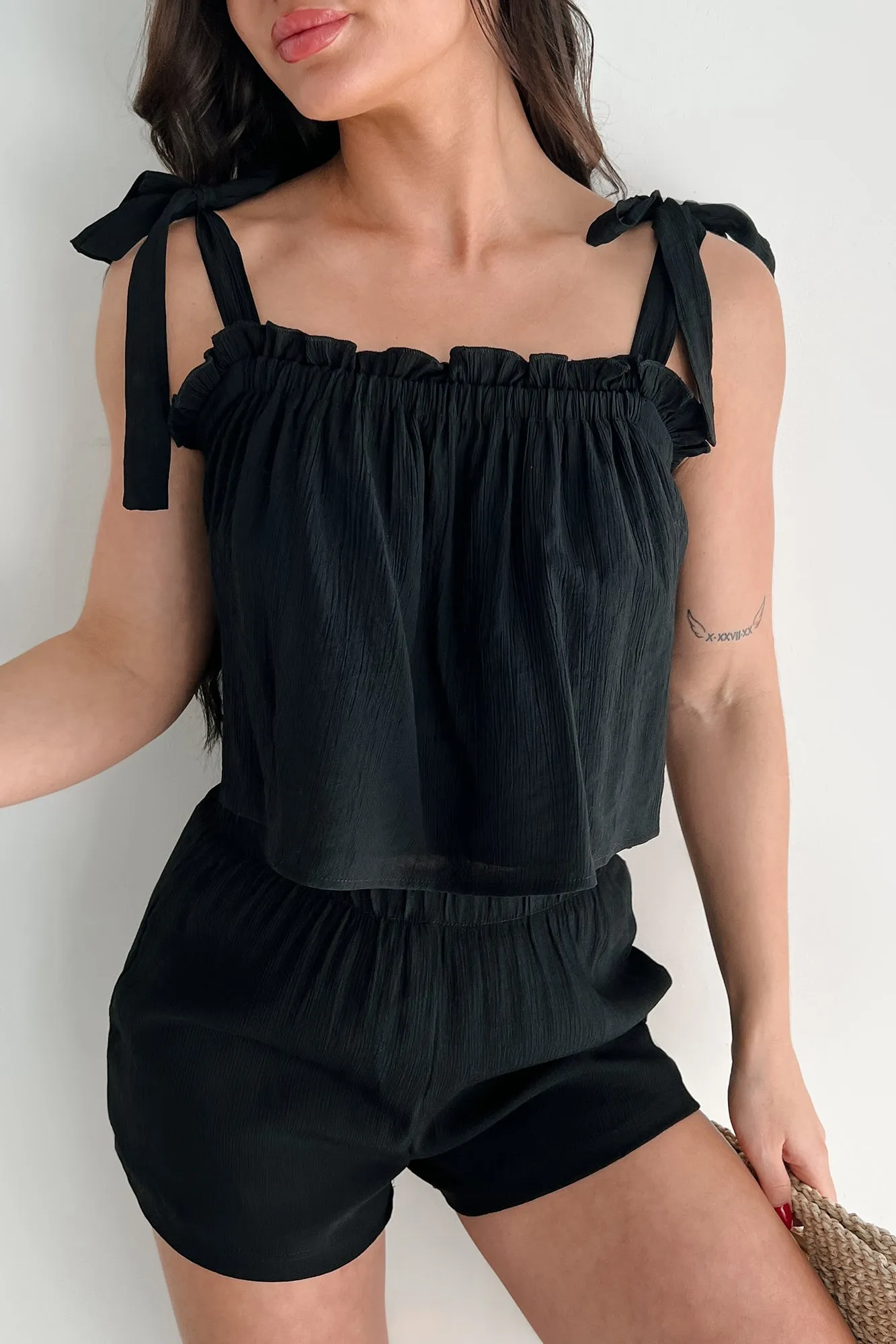 Catching Sparks Tank Top & Shorts Set (Black)