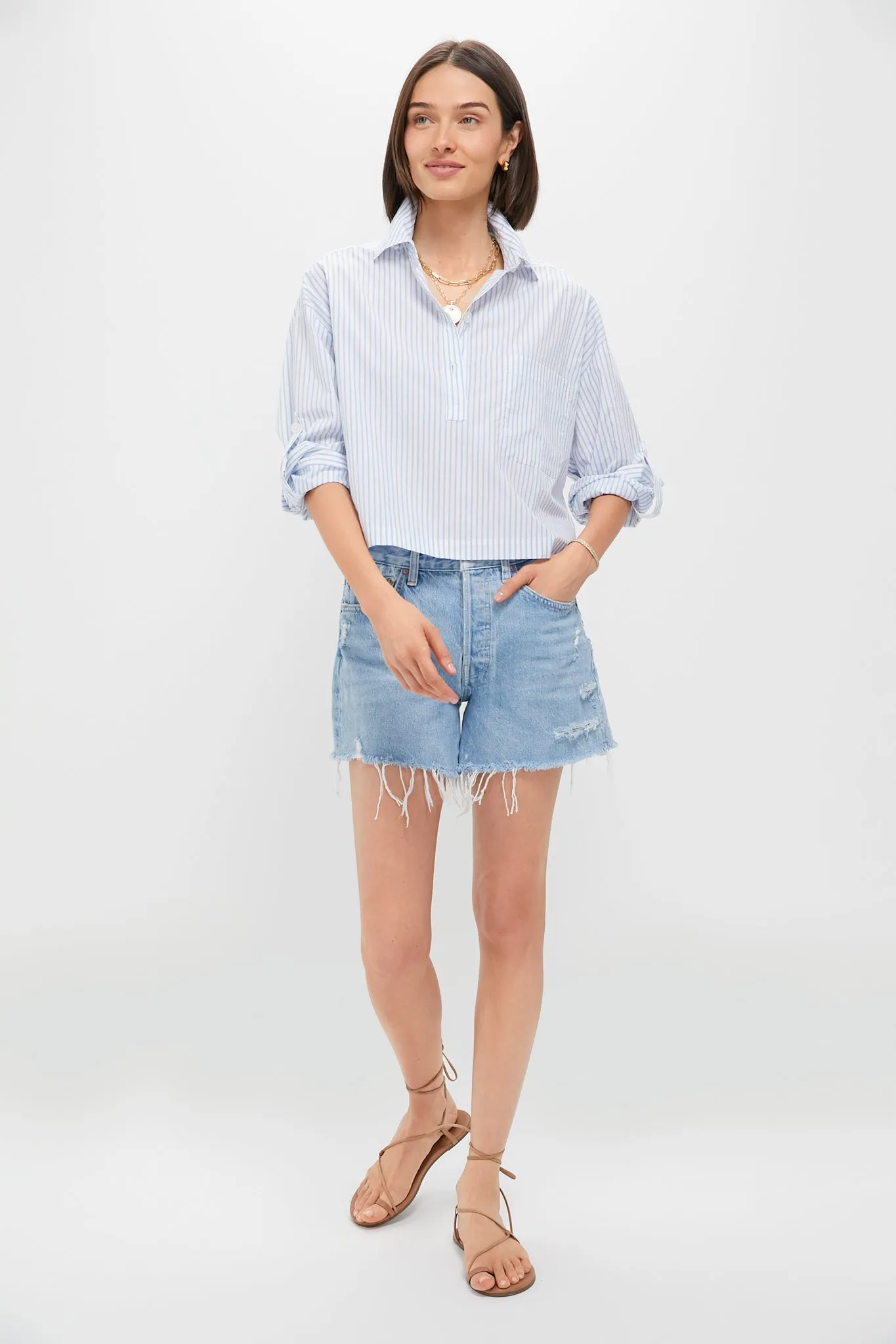 Chambray and White Stripe Augustus Shirt