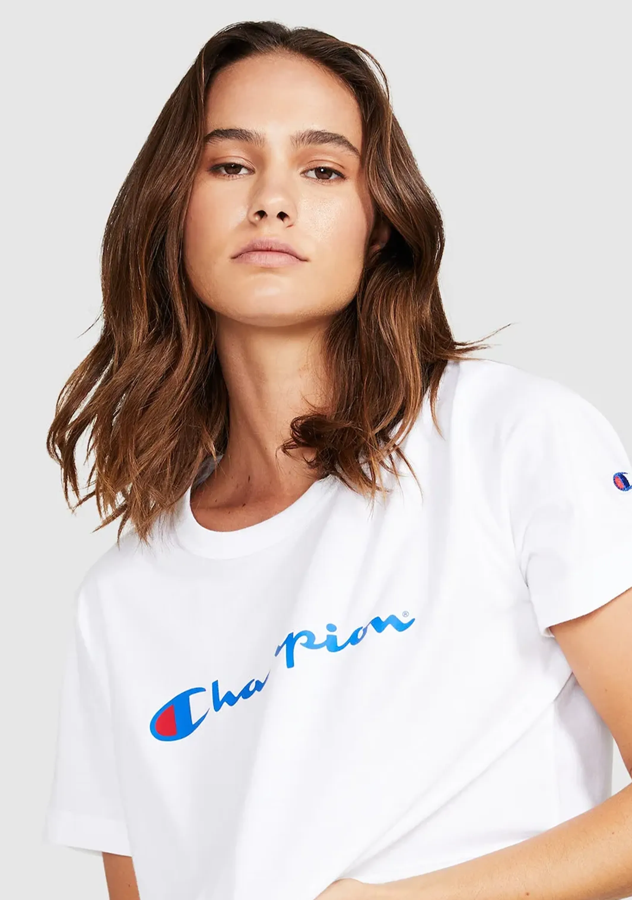 Champion Women's Script Crop Boxy Tee White