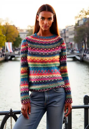 Cheerful Scandinavian knitted sweater - Norwegian women's sweater