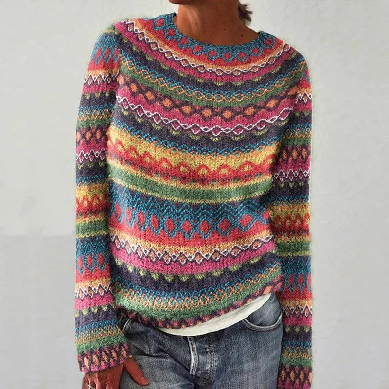 Cheerful Scandinavian knitted sweater - Norwegian women's sweater