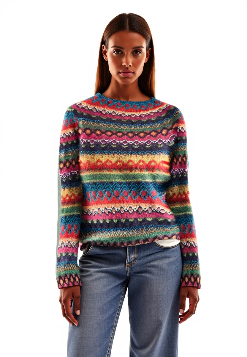 Cheerful Scandinavian knitted sweater - Norwegian women's sweater