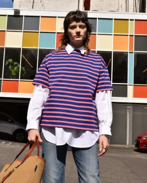 Chimala Blue & Pink Stripe Oversized Basque Tee