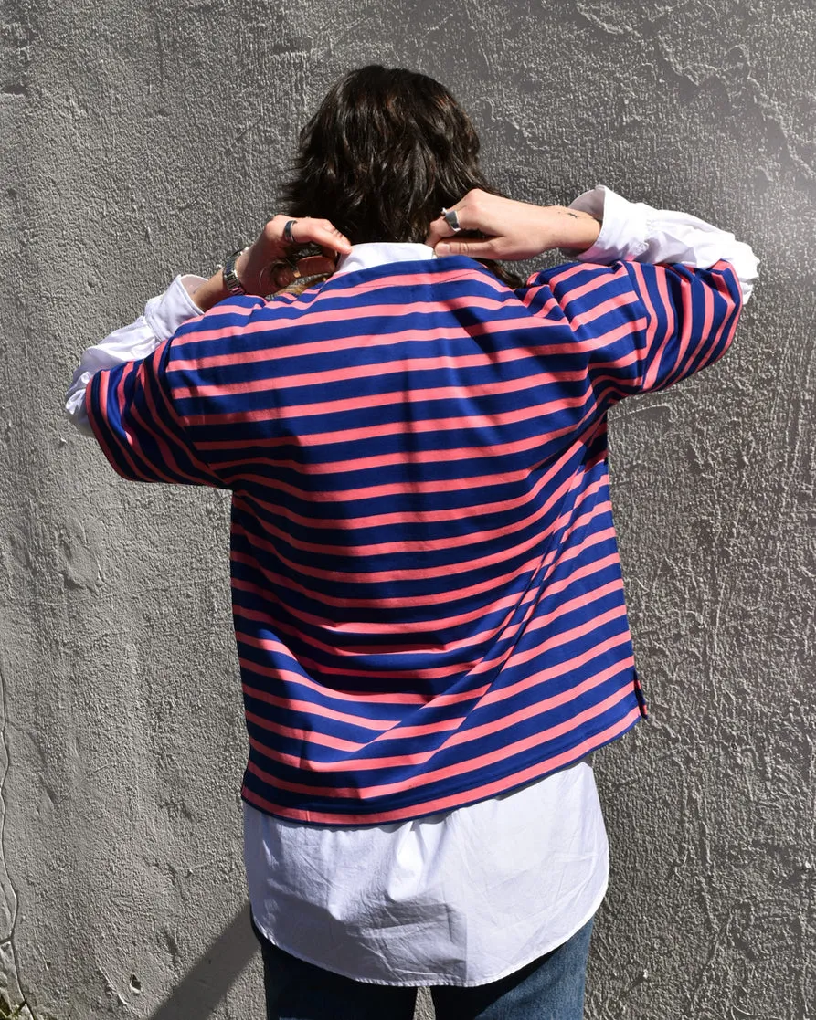 Chimala Blue & Pink Stripe Oversized Basque Tee