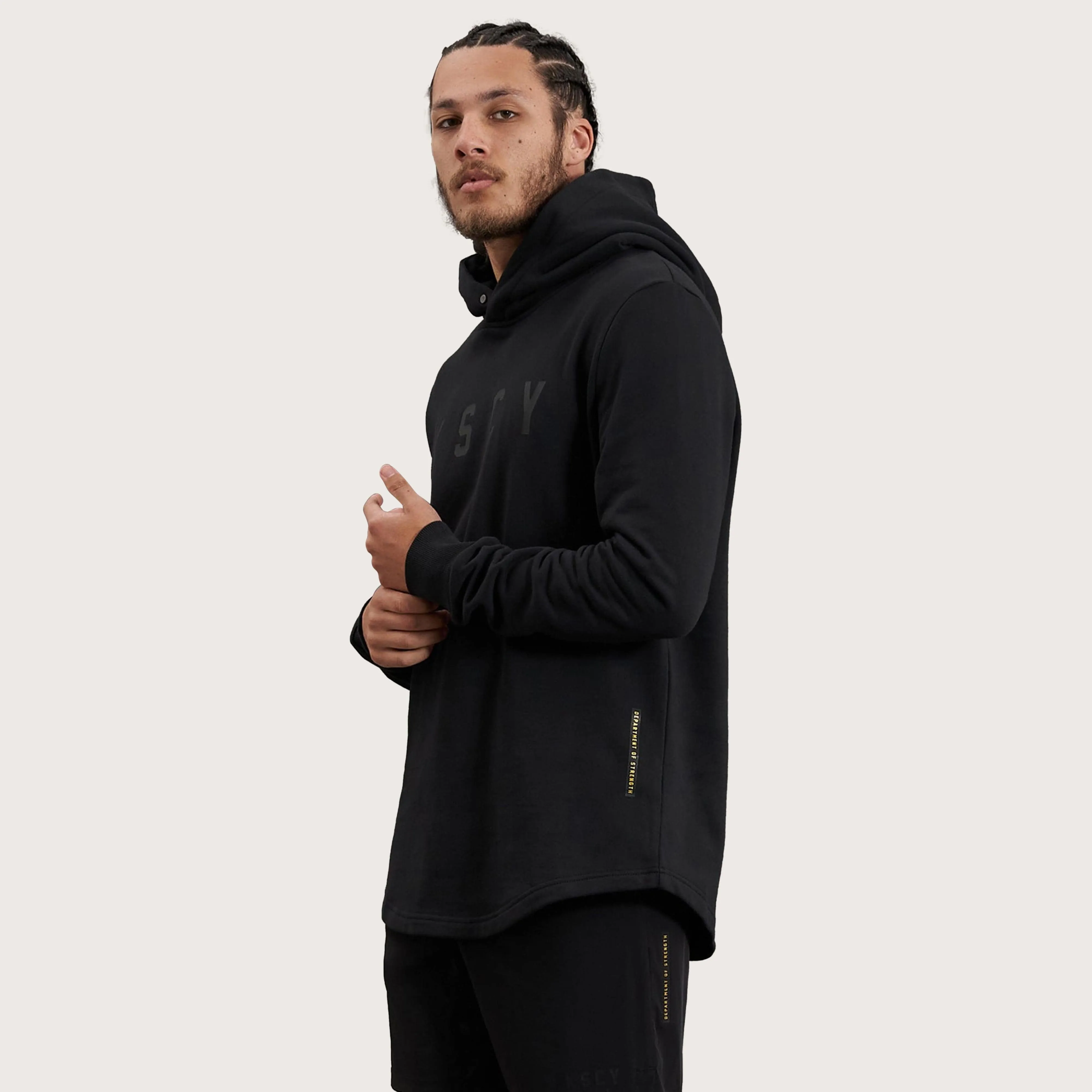 Circuit Curved Hem Hoodie Jet Black