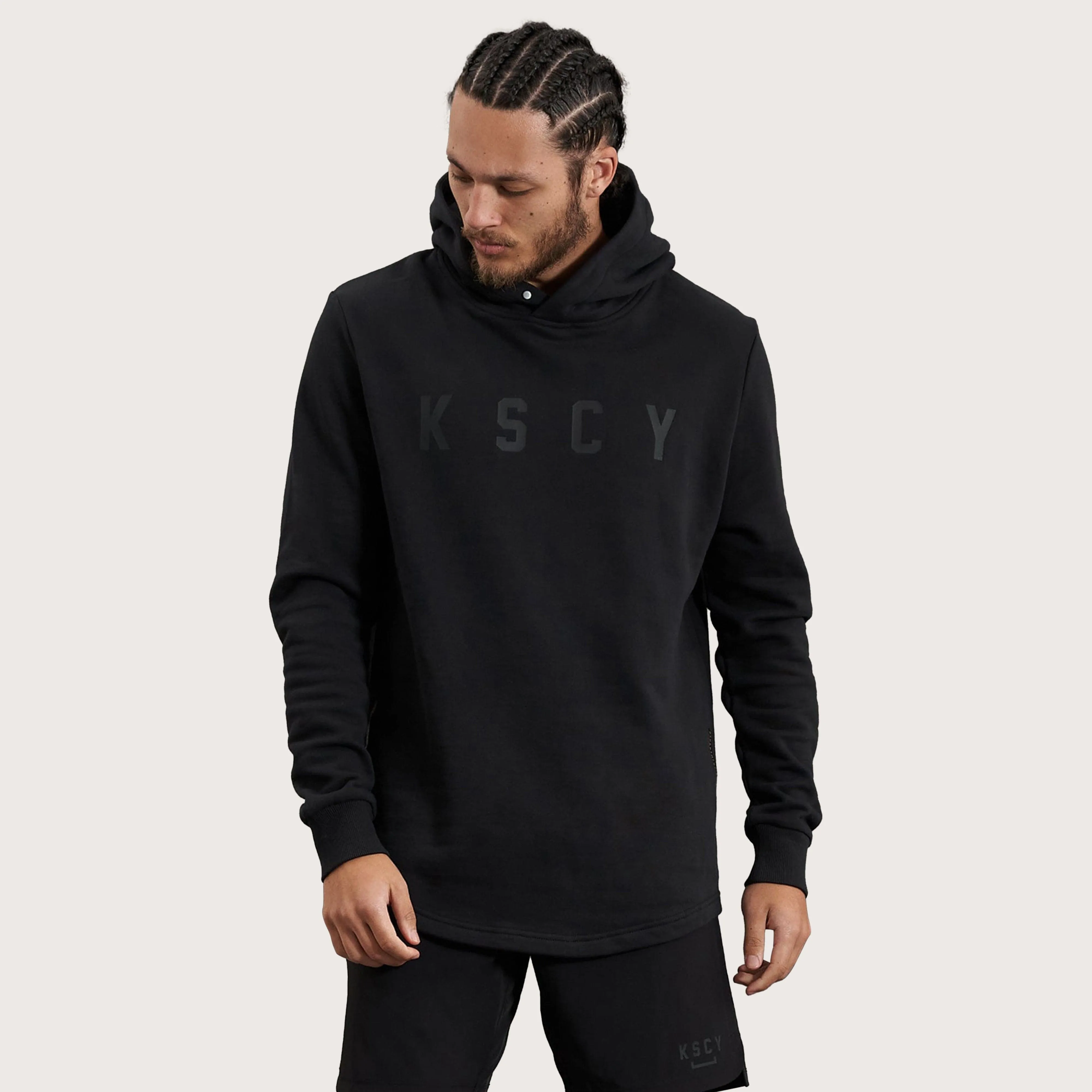 Circuit Curved Hem Hoodie Jet Black
