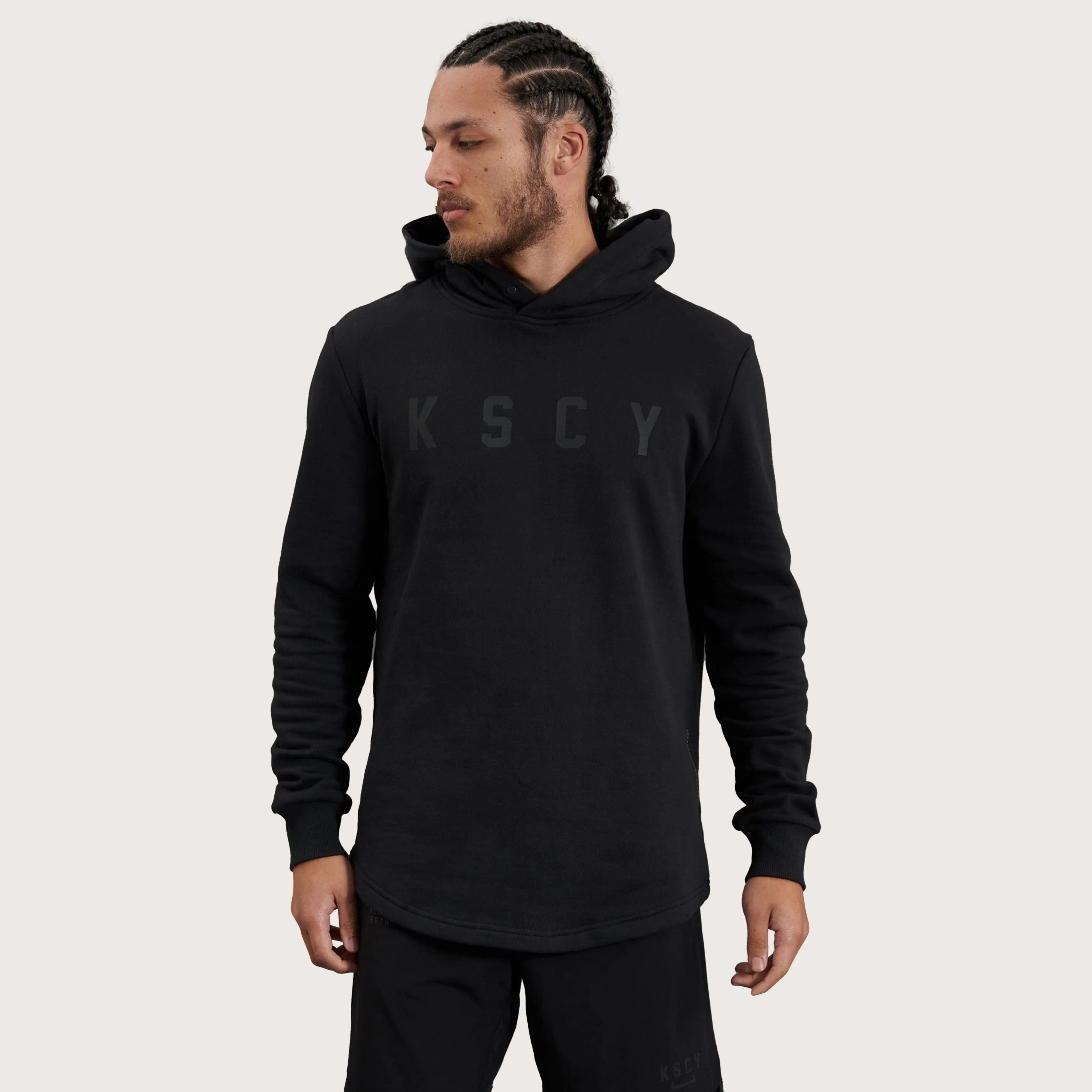 Circuit Curved Hem Hoodie Jet Black