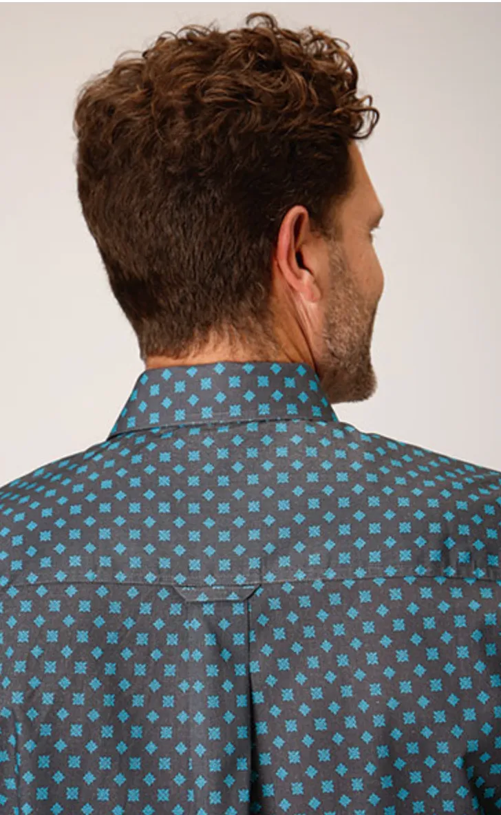 CL03-001-0326-2018 Roper Shirt L/S Geo Print Turq/Grey