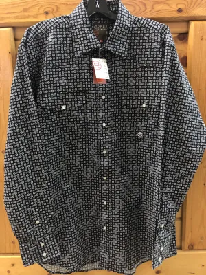 CL03-001-0725-0789-XLT-Black Roper Shirt L/S Circle Square Foulard - Snaps