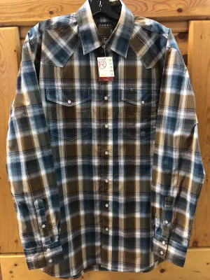 CL03-001-0778-7021-MT-Brn/Blue Roper Shirt L/S Chocolate Plaid - Snaps