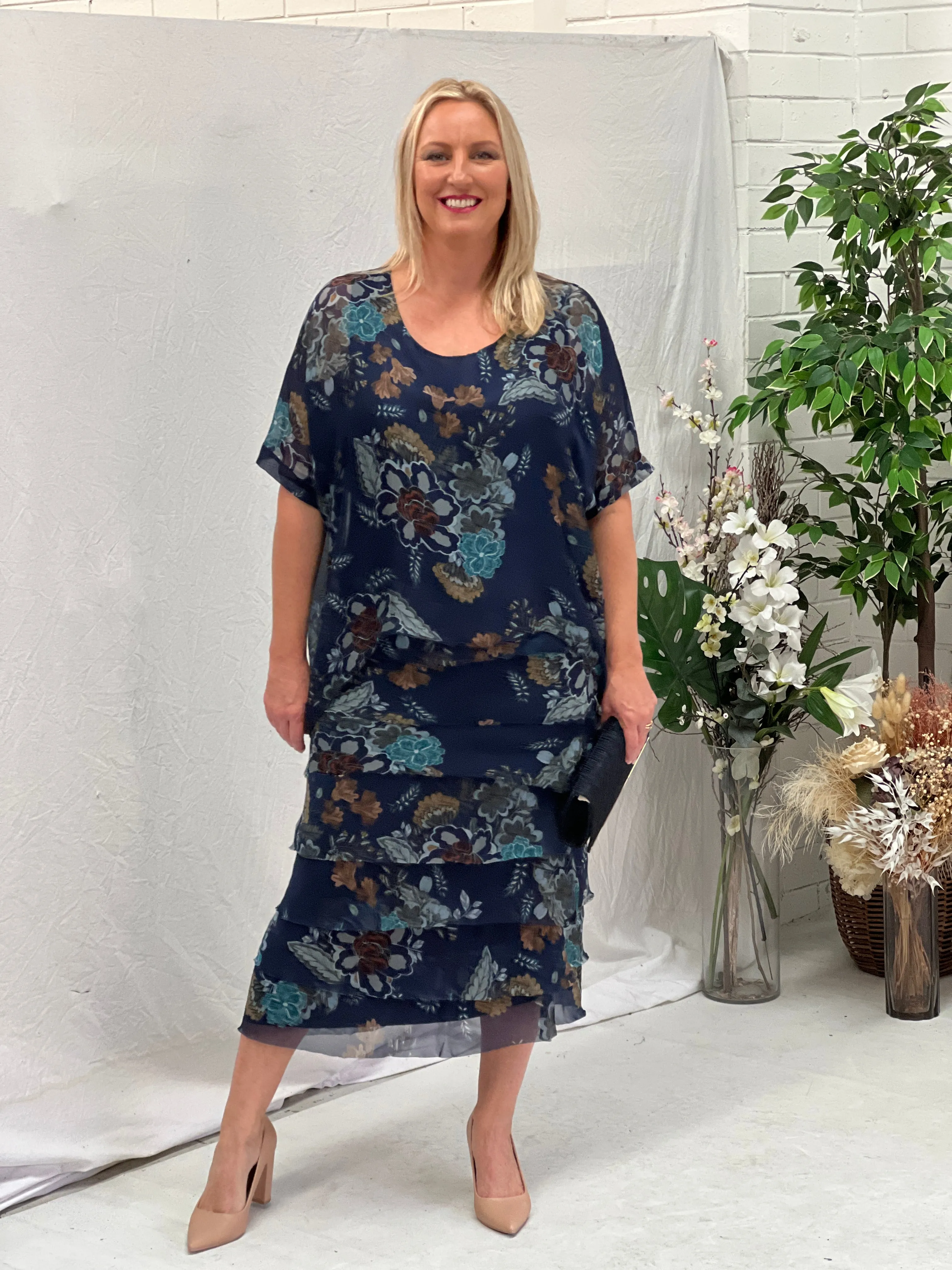Clyde Night Bloom Silk Dress