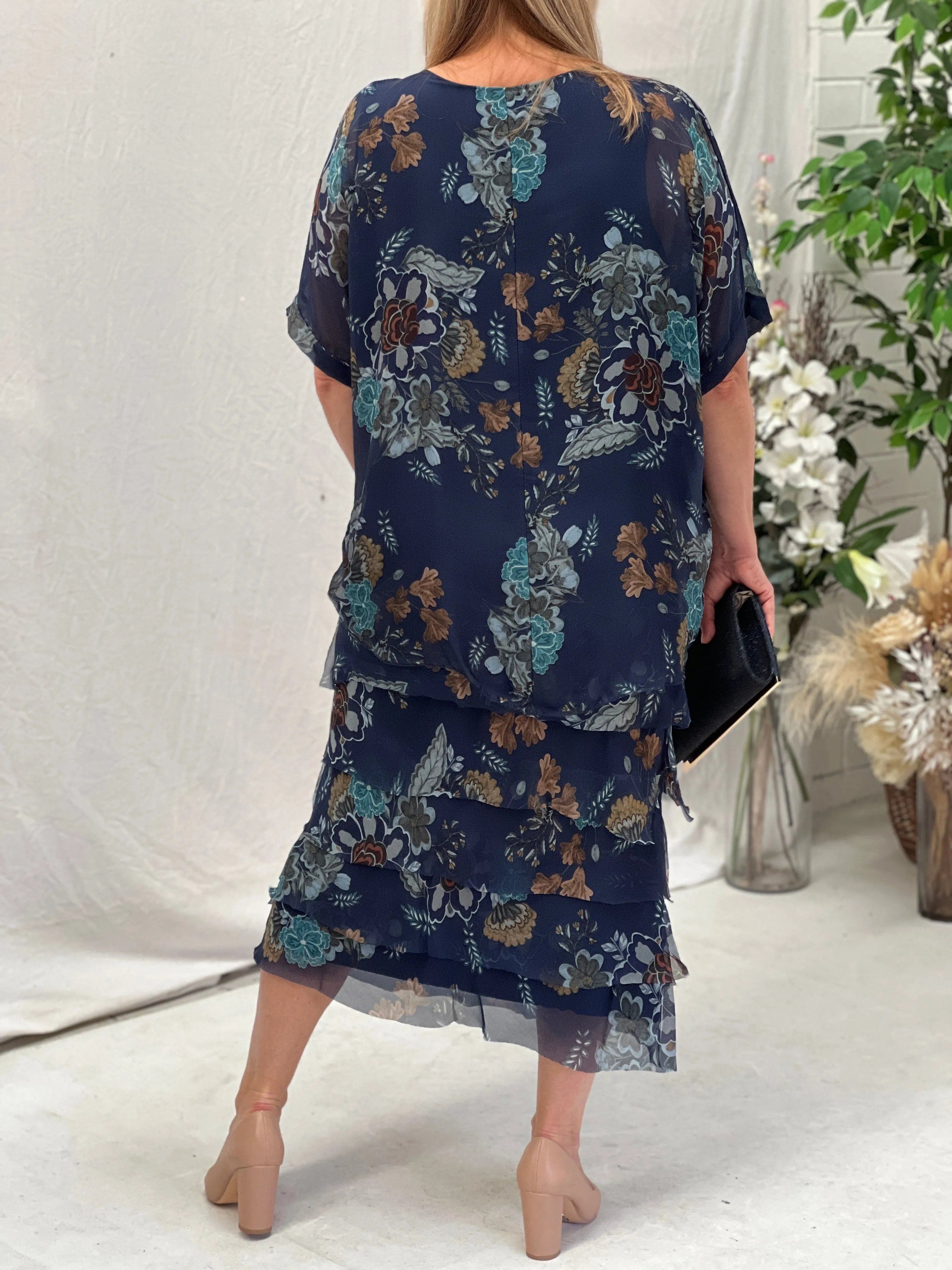 Clyde Night Bloom Silk Dress