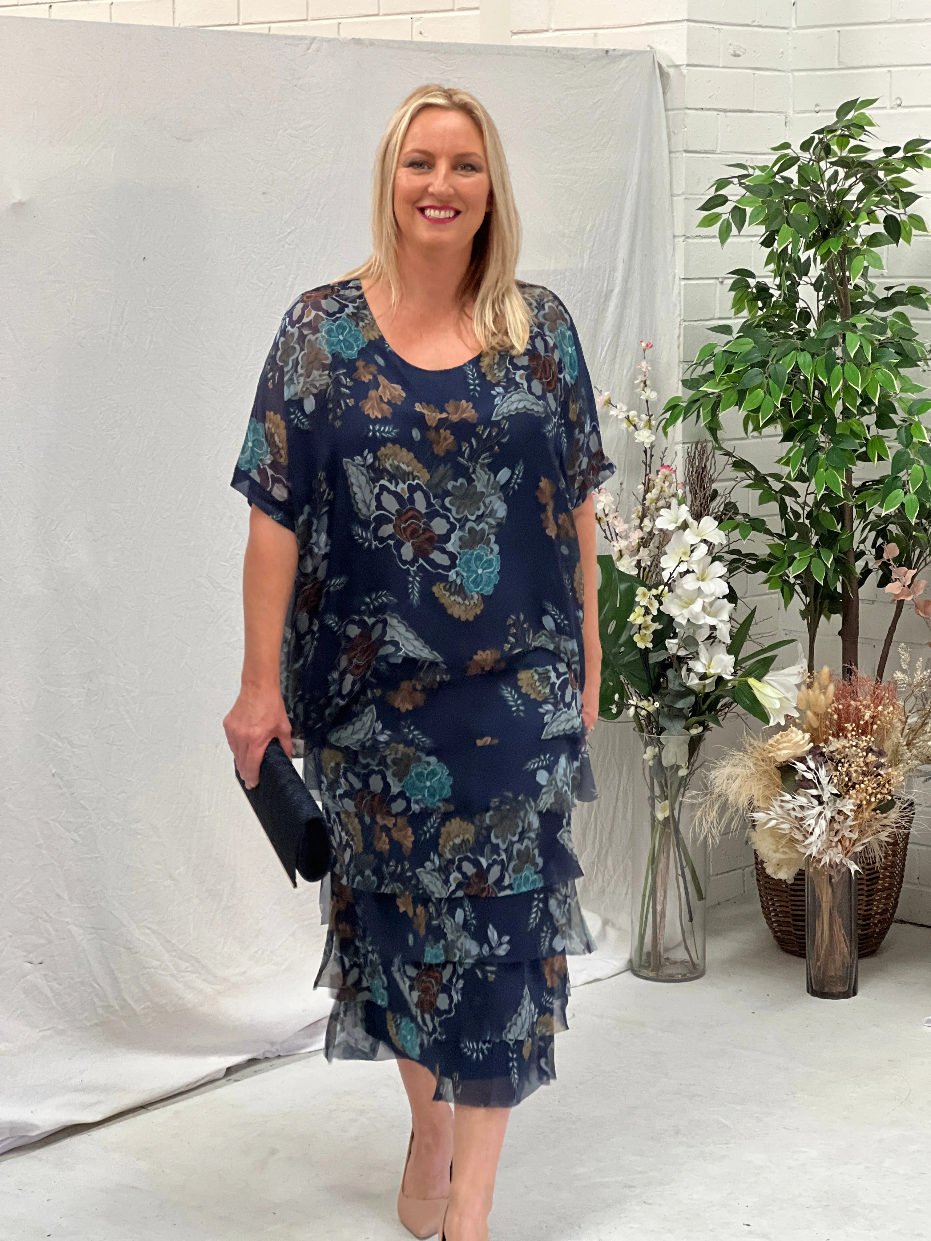 Clyde Night Bloom Silk Dress