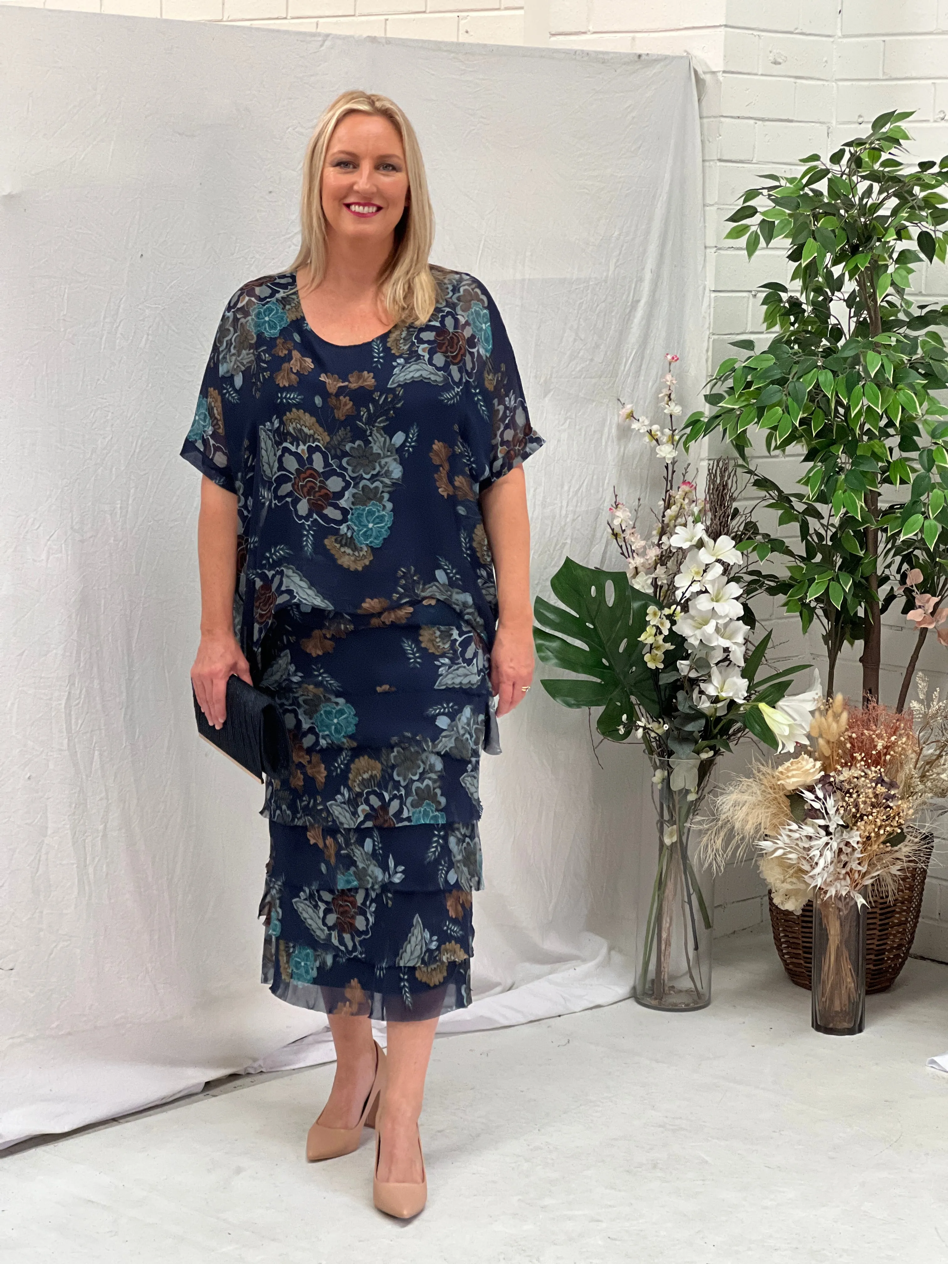 Clyde Night Bloom Silk Dress