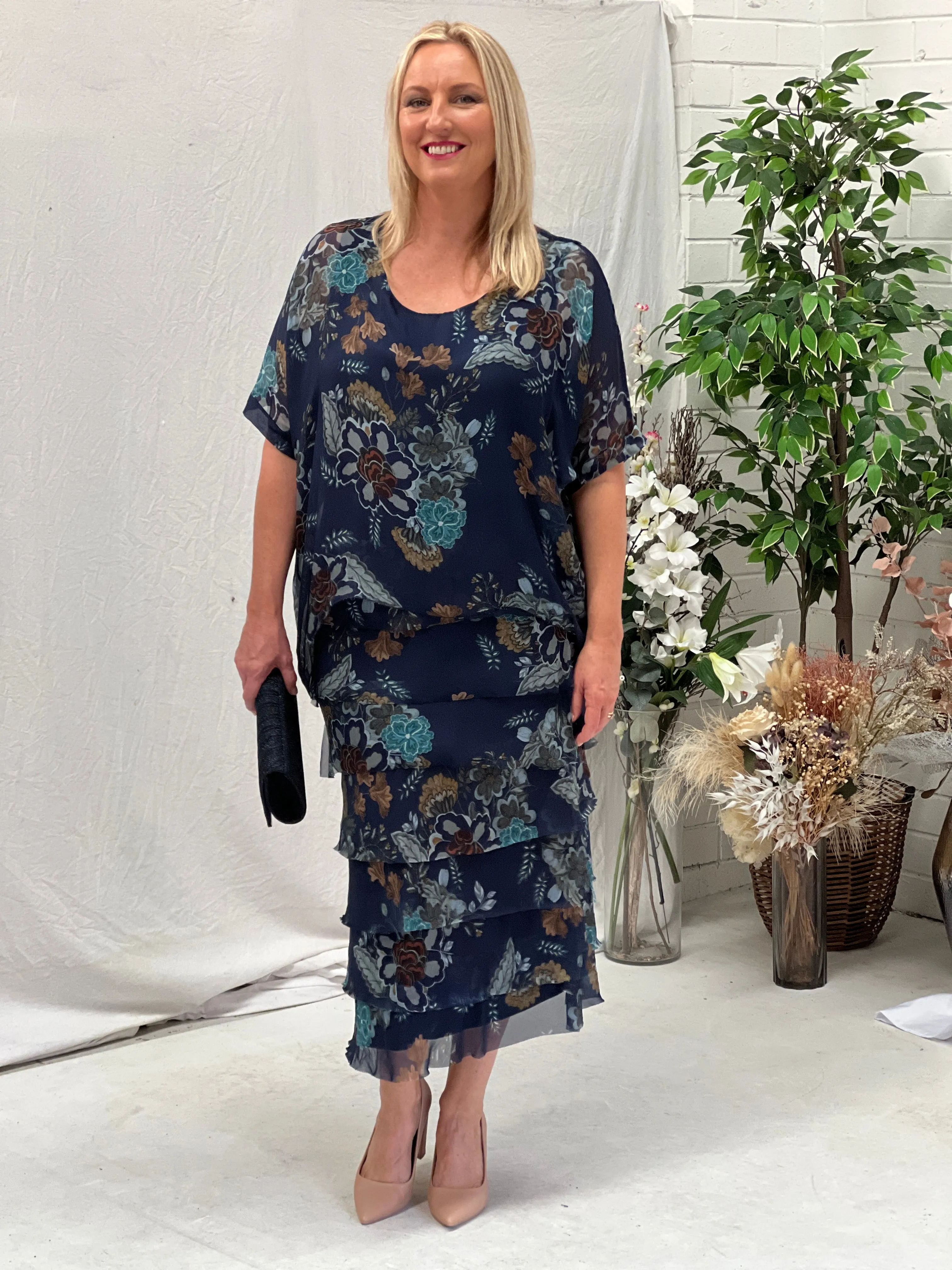 Clyde Night Bloom Silk Dress