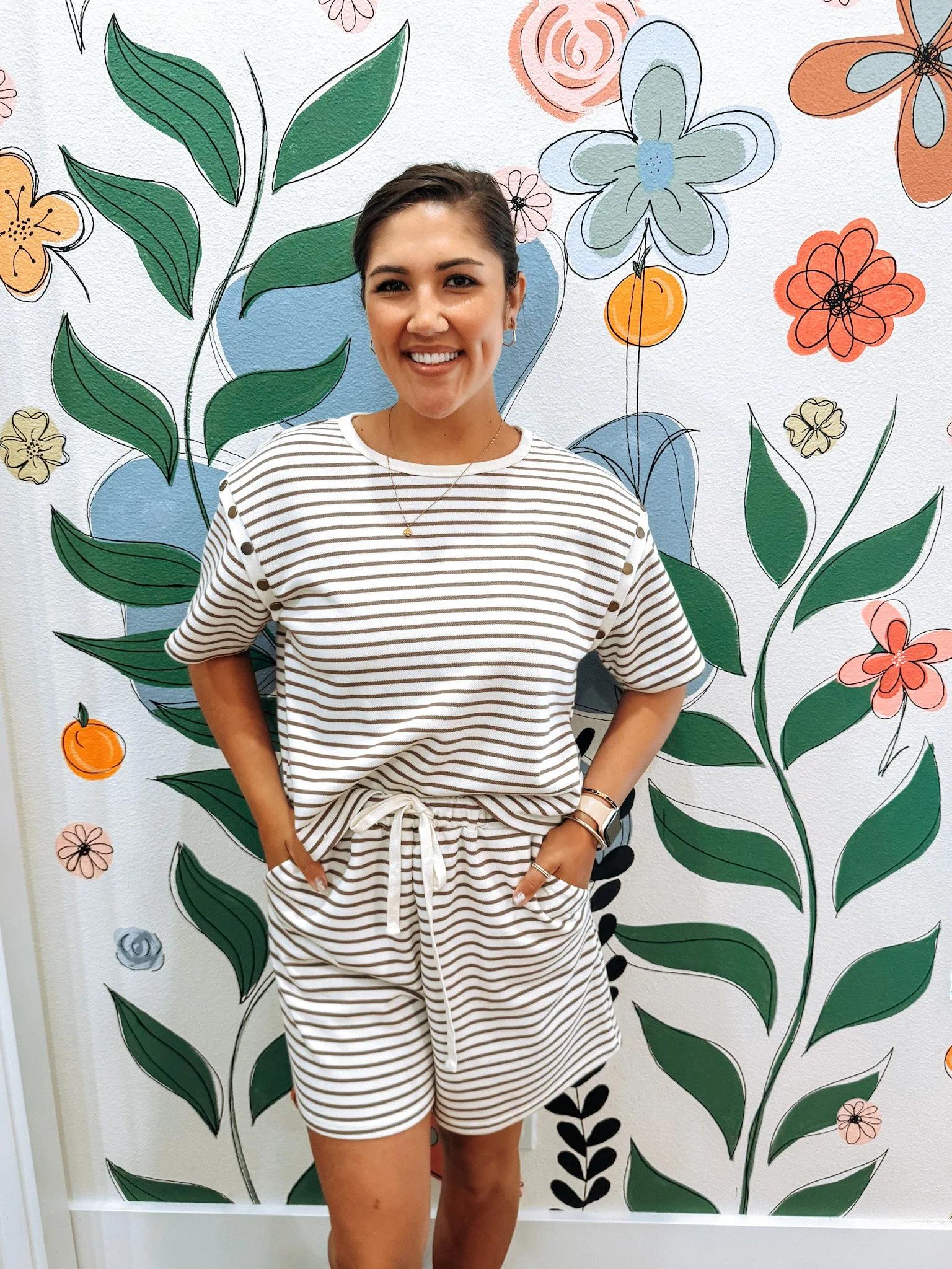 Coffee Striped Knit Top