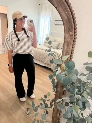 Coffee Striped Knit Top