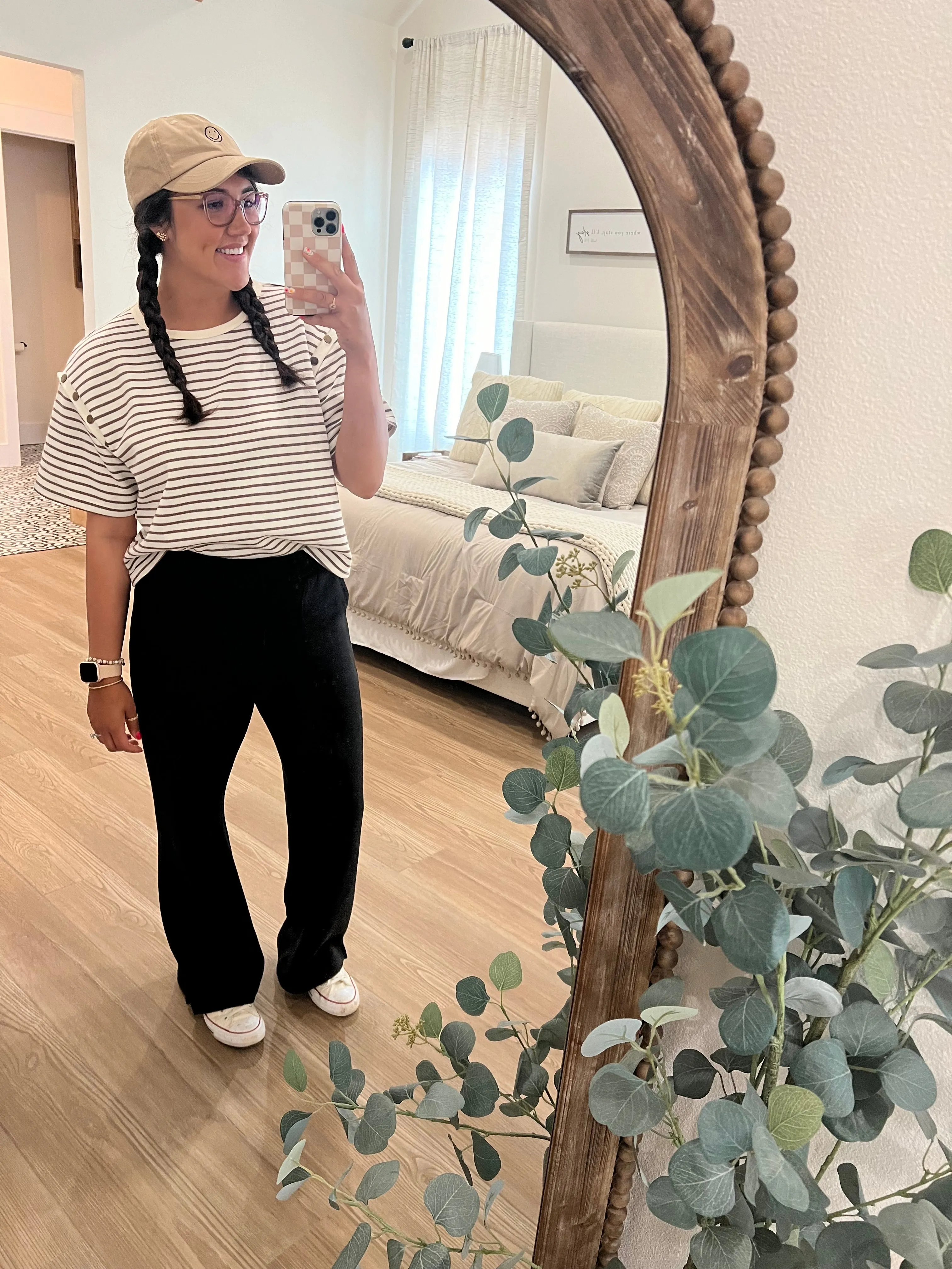 Coffee Striped Knit Top