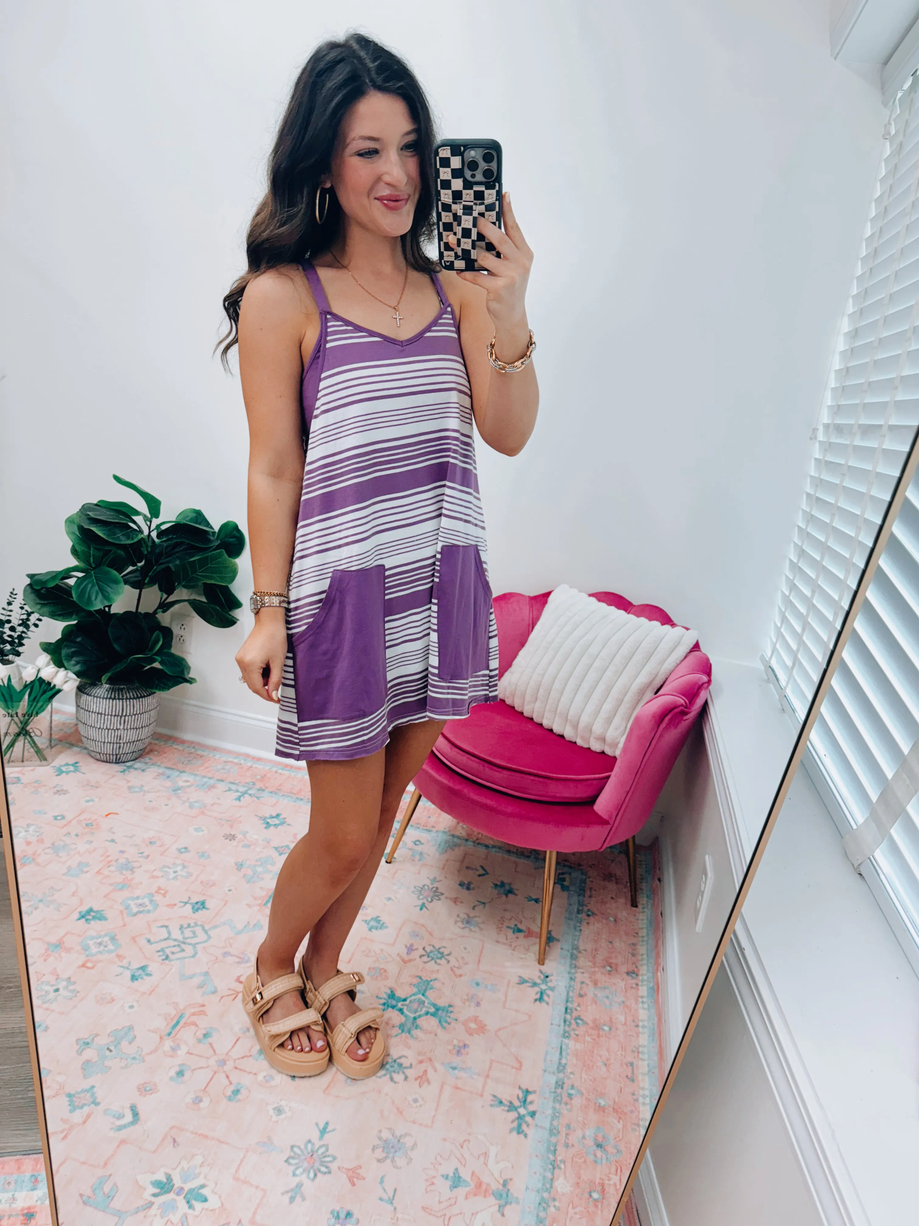 Comfy Striped Knit Tennis Dress